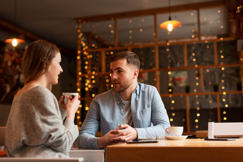 Perfect coffee date moment